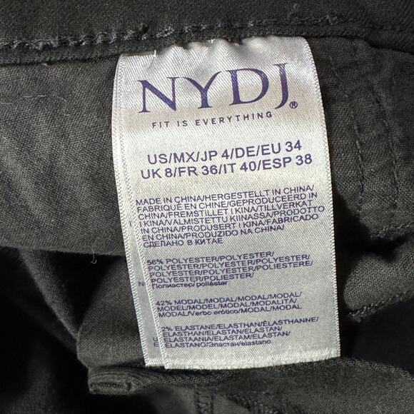 NYDJ SZ 4 Straight Jeans Stretch Mid-Rise Lift Tuck Zip-Fly Pockets Black Rinse - Picture 9 of 11
